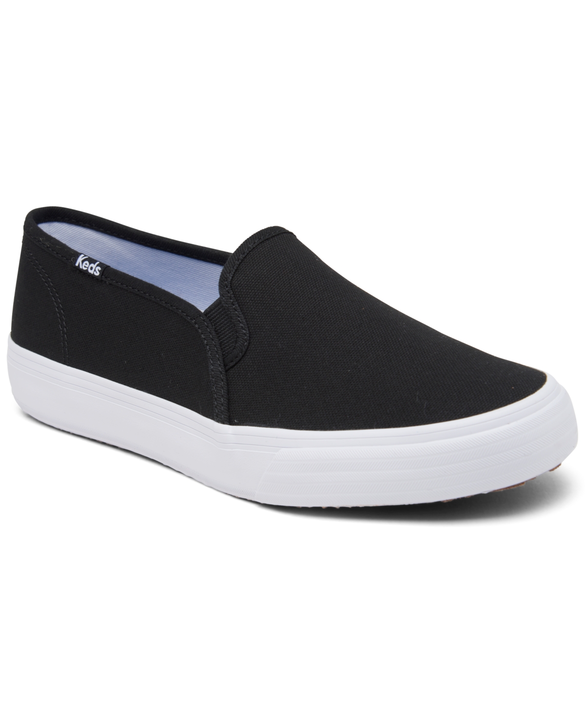 Women's Double Decker Canvas Slip-On Casual Sneakers from Finish Line - Black