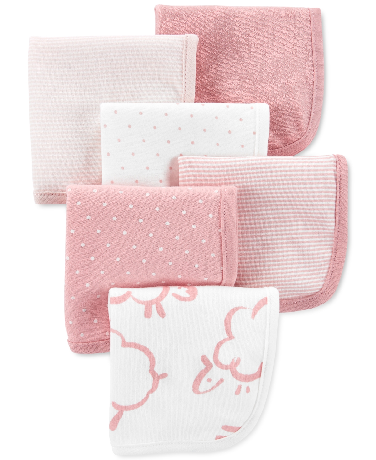 Carter's Baby Girls Assorted 6-pack Wash Cloths In Pink