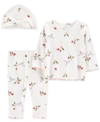 Carter's - Baby Girls 3-Pc. Hummingbird Cotton Outfit