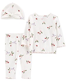 Baby Girls 3-Pc. Hummingbird Cotton Outfit 