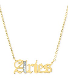 Diamond Accent Zodiac Name 18" Pendant Necklace in 14k Gold-Plated Sterling Silver
