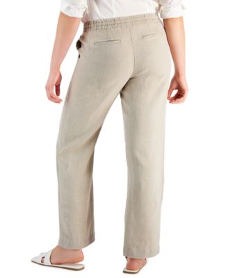 Petite 100% Linen Drawstring Pants, Created for Macy's