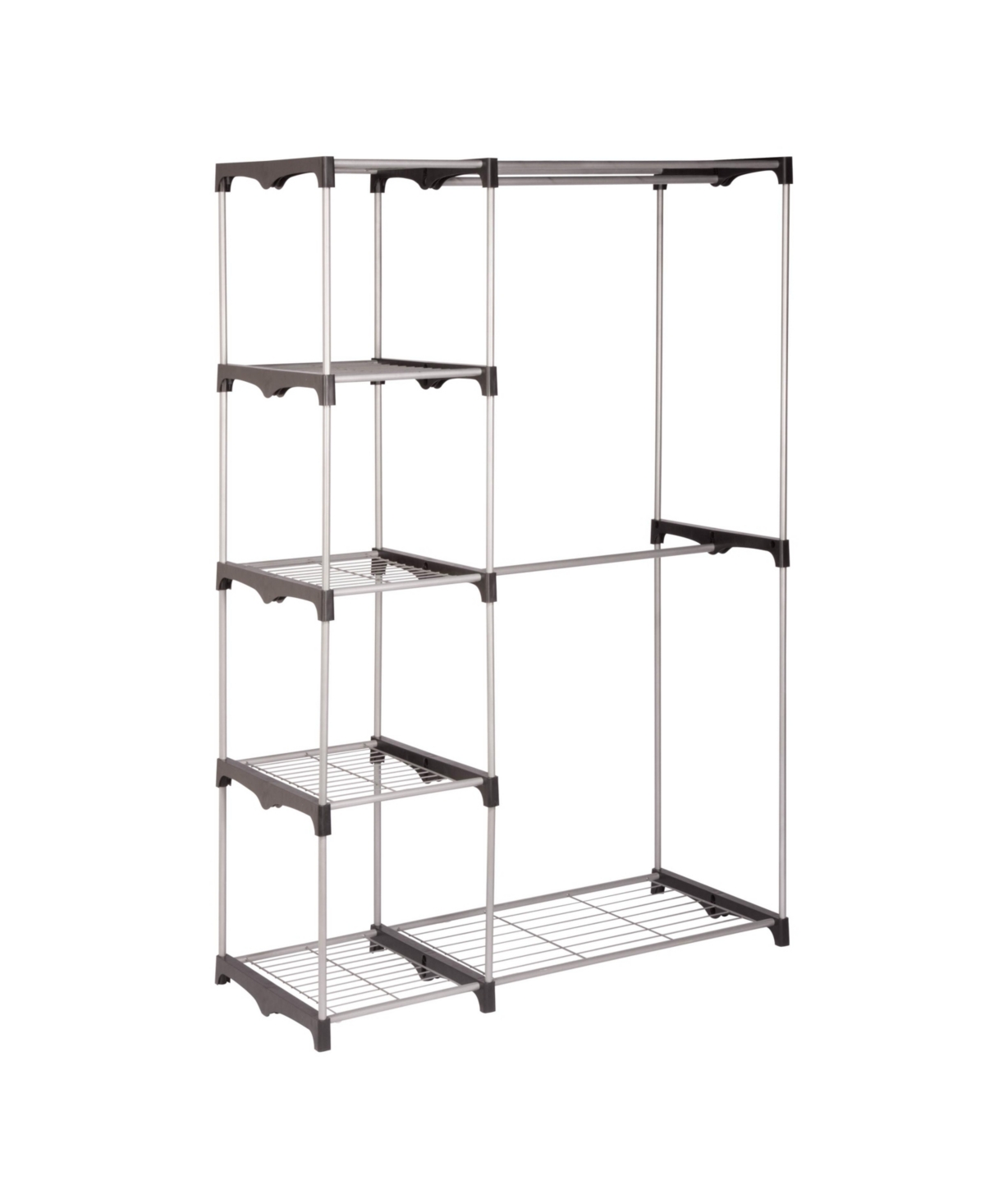 Honey Can Do Double Rod Freestanding Closet In Silver-tone