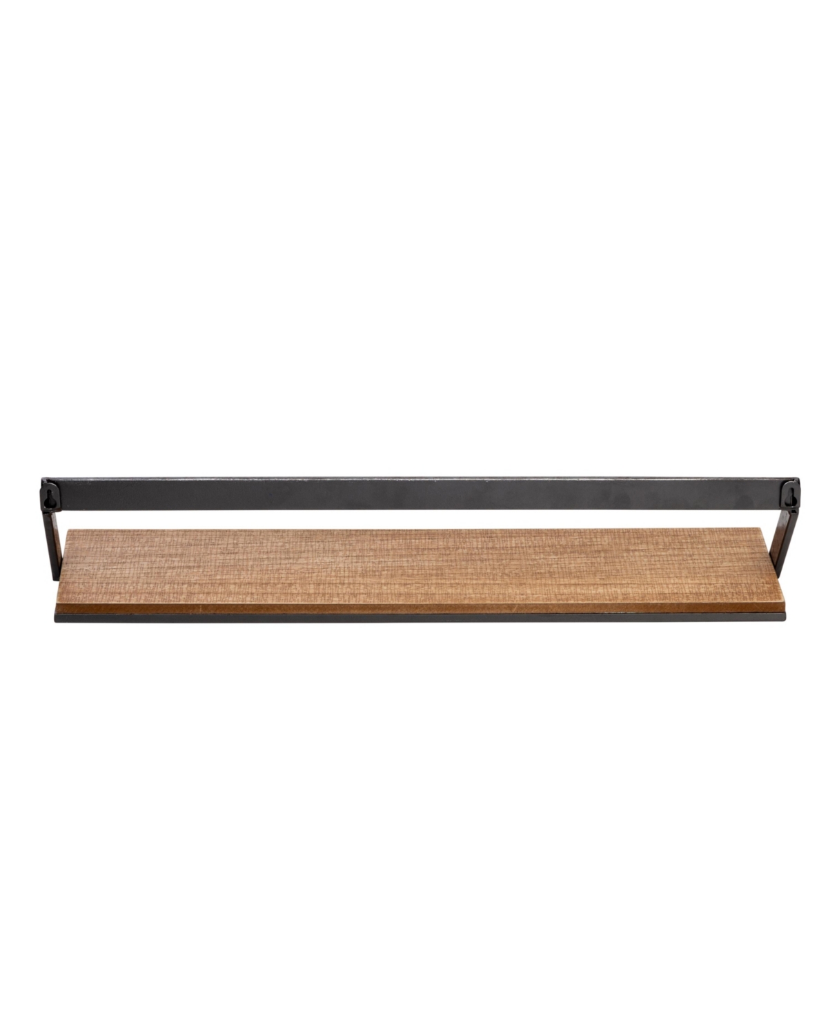 Floating Decorative Metal and Wood Wall Shelf, Set of 3