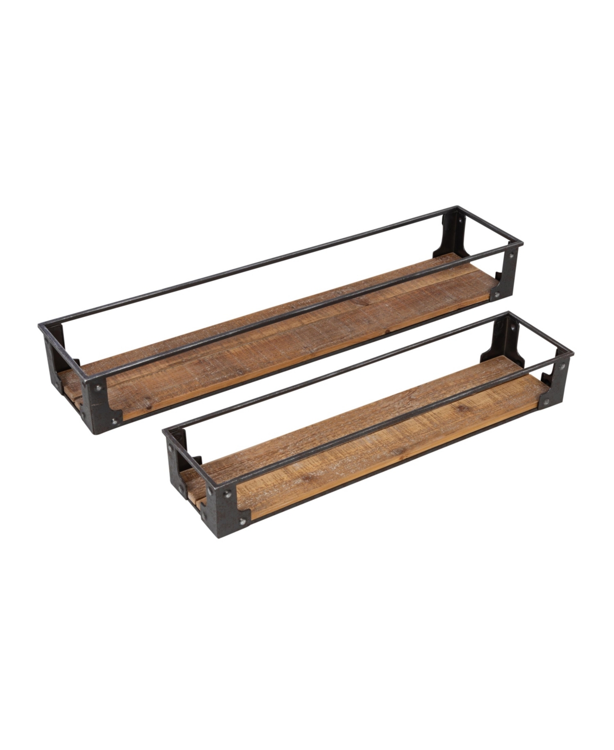 Honey Can Do Floating Decorative Metal And Wood Wall Shelf, Set Of 2 In Rustic