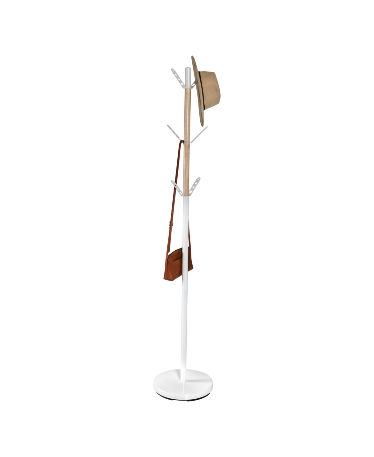 Shop Honey Can Do Modern Standing With Wood Accent Coat Rack In White