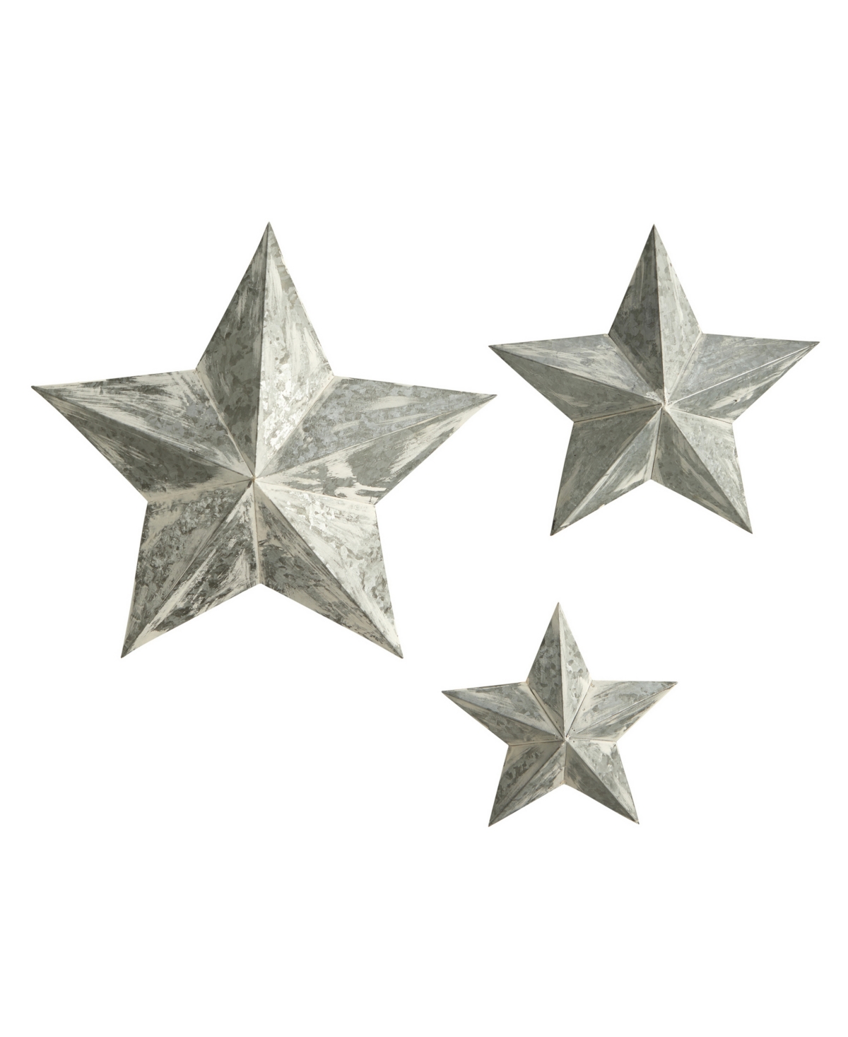 Nearly Natural Farmhouse Stars Wall Decoration, Set Of 3 In Silver-tone
