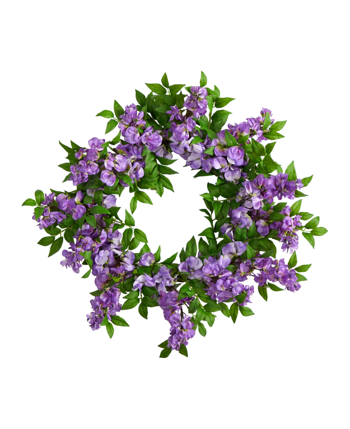 Nearly Natural Wisteria Artificial Wreath, 18" In Purple