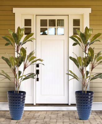 Oversized Faux Ceramic Textured Tall Pot Planter, Set of 2