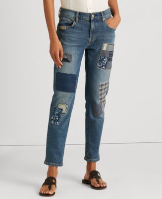 Lauren Ralph Lauren Rolled Cuff Patchwork Jeans - Macy's