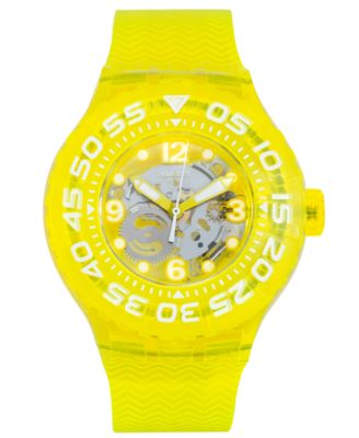 Swatch - Unisex Swiss Lemon Profond Transparent Yellow Plastic Strap Watch 43mm SUUJ101