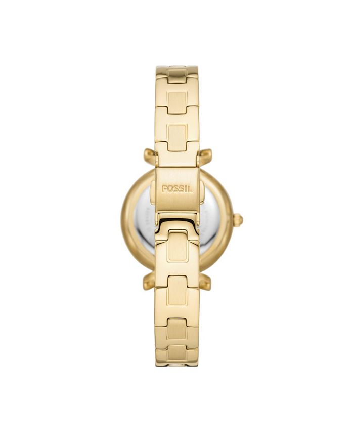 Fossil Women's Carlie Sport Mini Three Hand, Gold Tone Stainless Steel ...