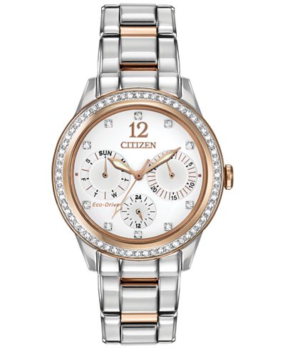 Citizen Women's Chronograph Eco-Drive Silhouette Crystal Two-Tone Stainless Steel Bracelet Watch 37mm FD2016-51A
