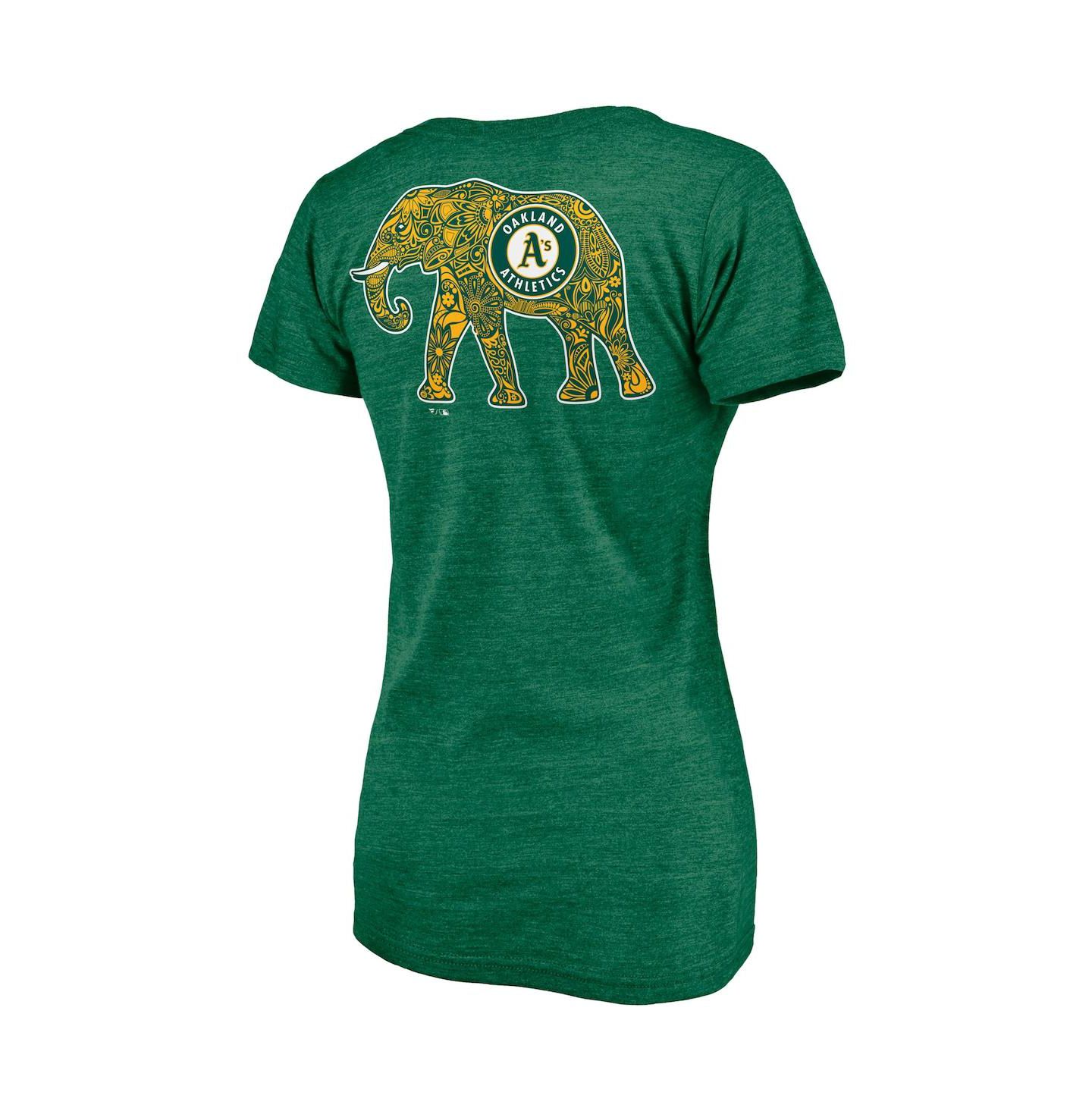 Женская футболка Fanatics Green Oakland Athletics Paisley Hometown Collection Tri-Blend V-Neck — фото 4
