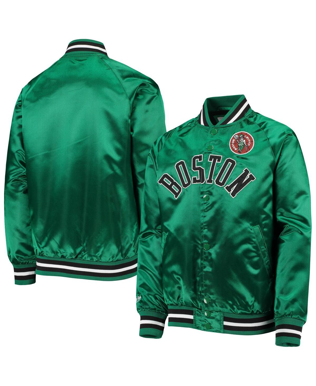 Mitchell & Ness Big Boys  Kelly Green Boston Celtics Hardwood Classics Satin Raglan Full-snap Jacket In Kelly Green
