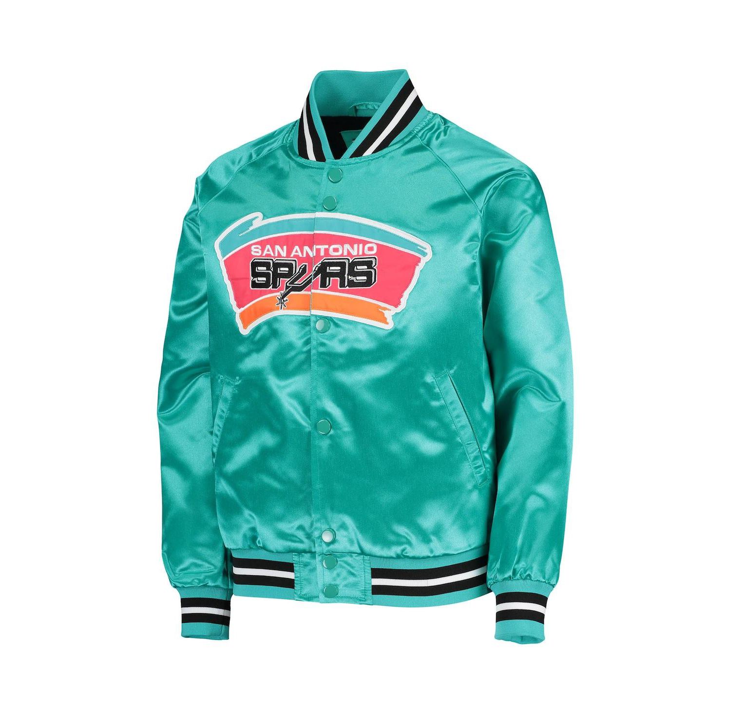 Big Boys Teal San Antonio Spurs Hardwood Classics Satin Raglan Full-Snap Jacket