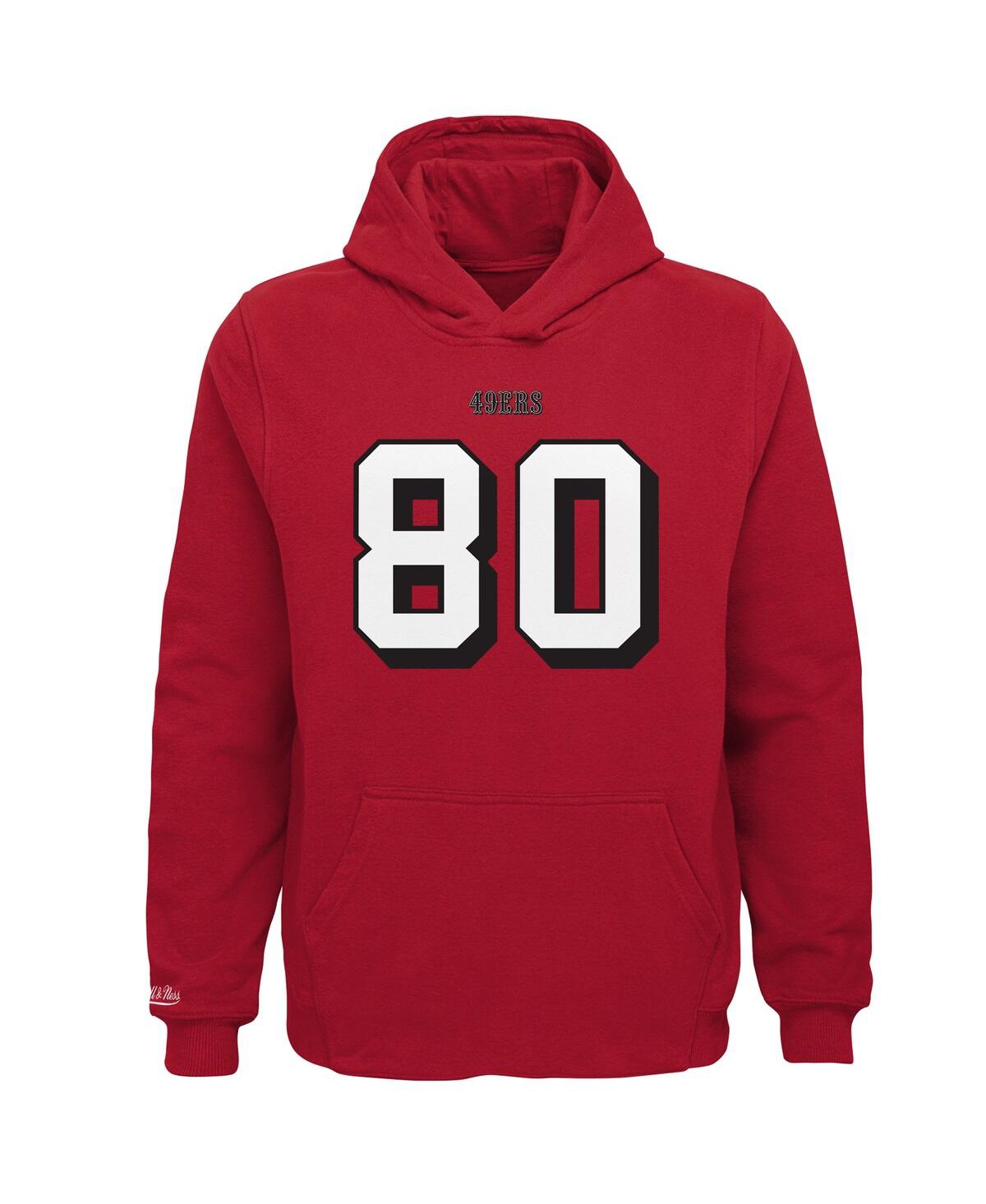 Mitchell & Ness Youth  Jerry Rice Scarlet San Francisco 49ers Retired Player Name & Number Fleece Pul In Scarlet