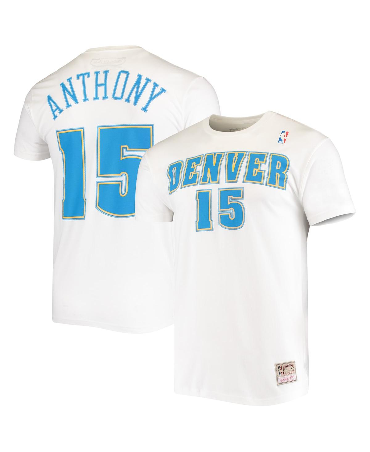 Mitchell & Ness Men's  Carmelo Anthony White Denver Nuggets Hardwood Classics Stitch Name And Number