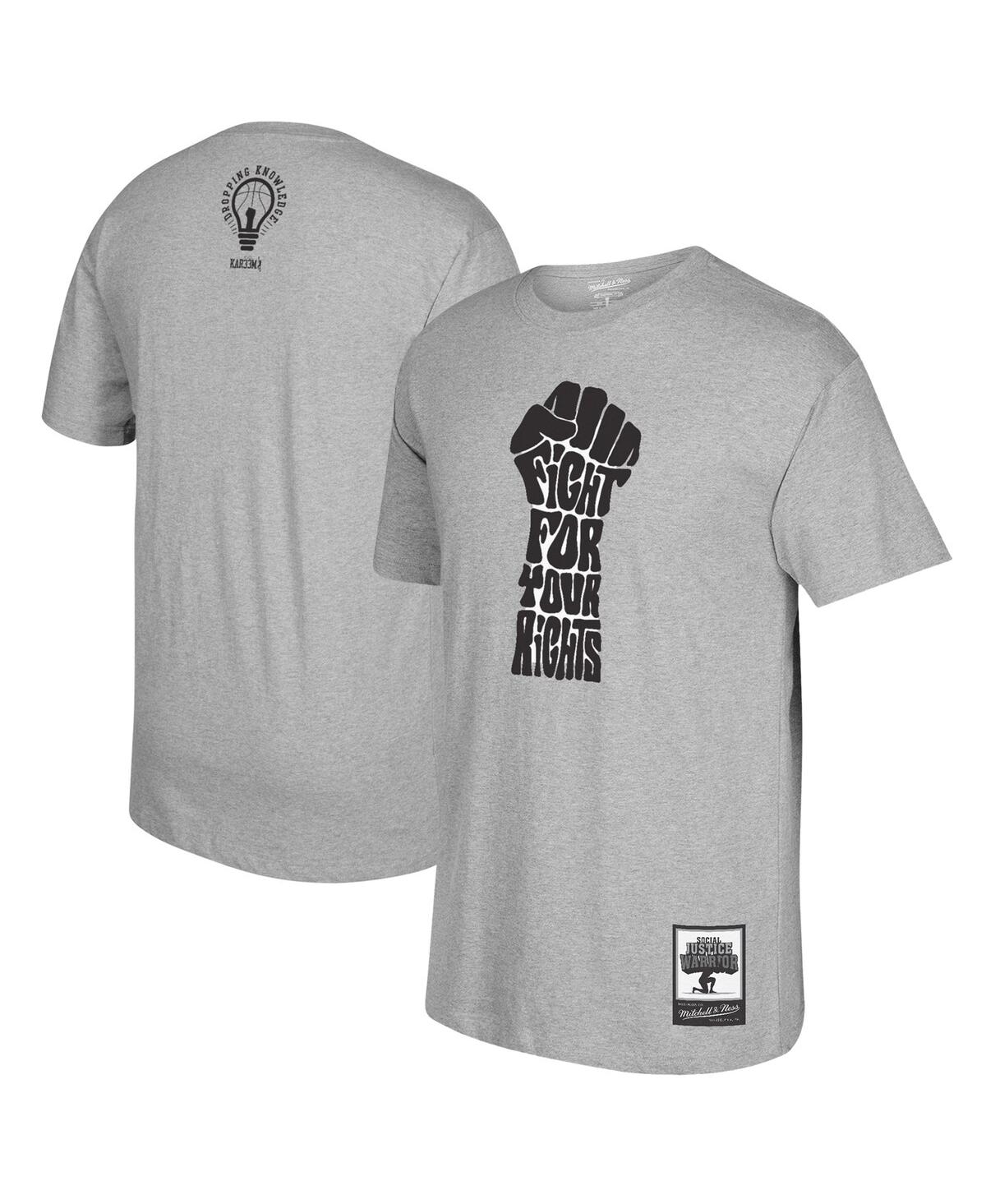 Mitchell & Ness Men's  Kareem Abdul-jabbar Gray Social Justice Warrior T-shirt In Gray