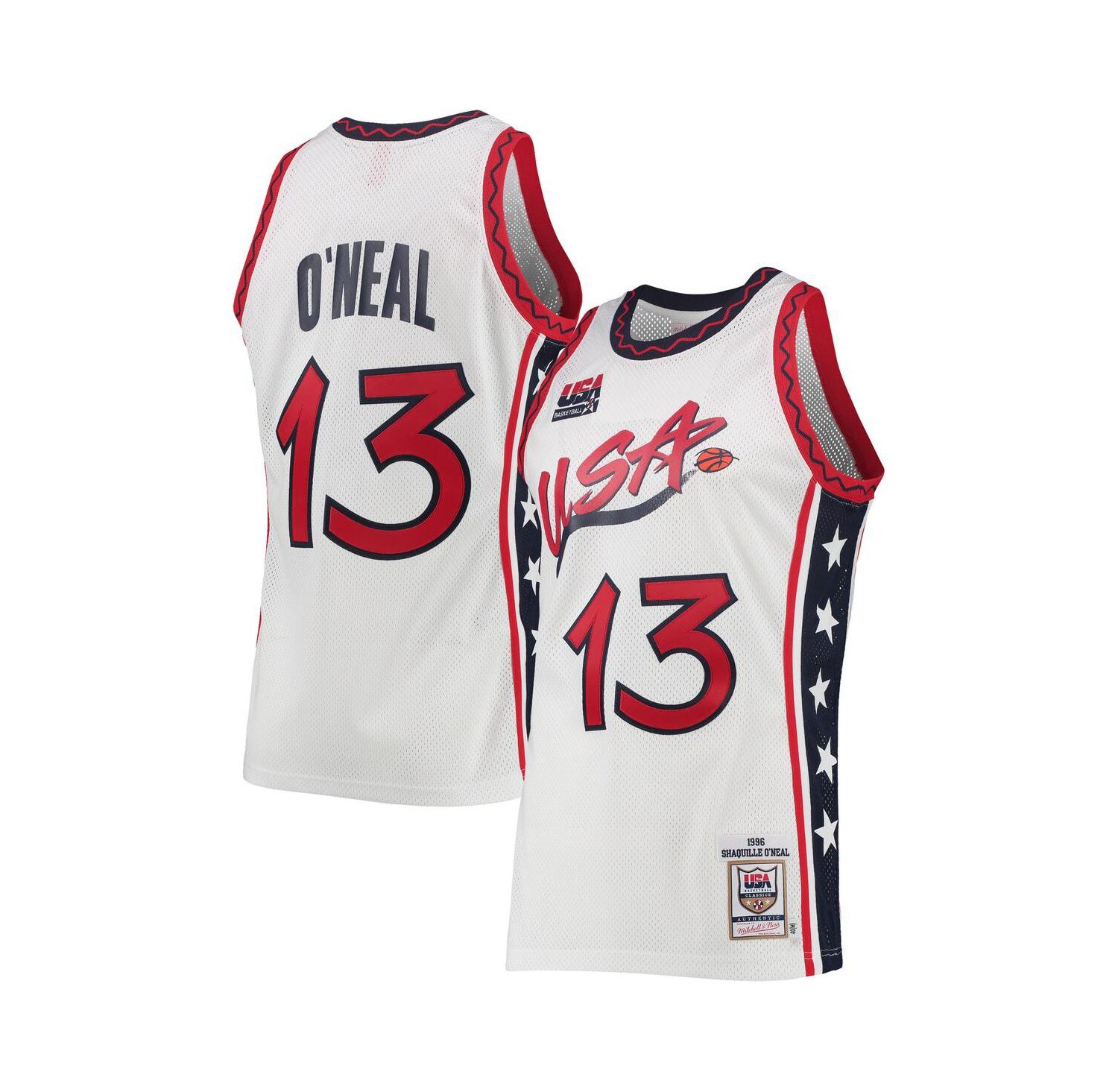 Men's Shaquille O'Neal White USA Basketball 1996 Hardwood Classics Authentic Jersey