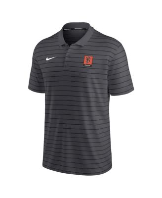 Men's Anthracite San Francisco Giants Authentic Collection Striped Performance Pique Polo Shirt