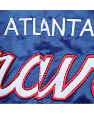 Men's Navy, Red Atlanta Braves Big and Tall Coaches Satin Full-Snap Jacket