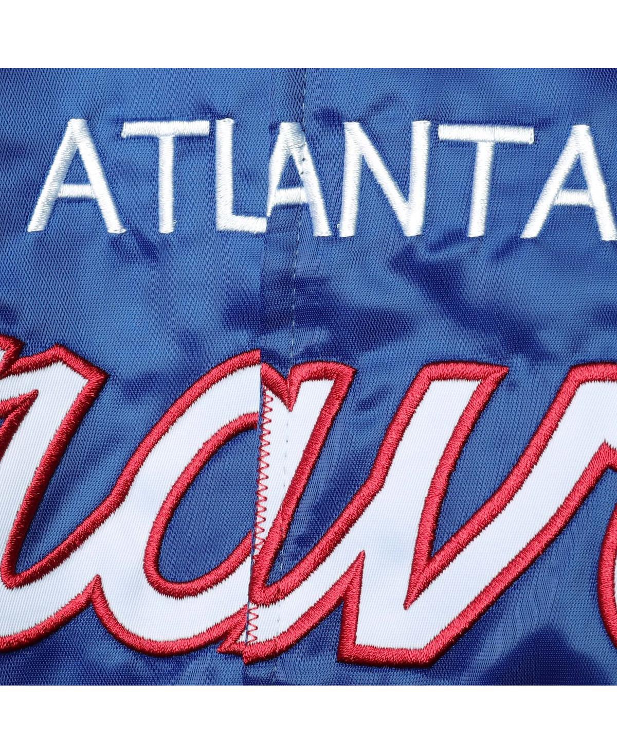 Mitchell & Ness Men's  Navy, Red Atlanta Braves Big And Tall Coaches Satin Full-snap Jacket In Navy,red