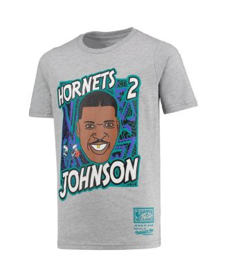 Big Boys and Girls Larry Johnson Gray Charlotte Hornets Hardwood Classics King Of The Court Player T-shirt