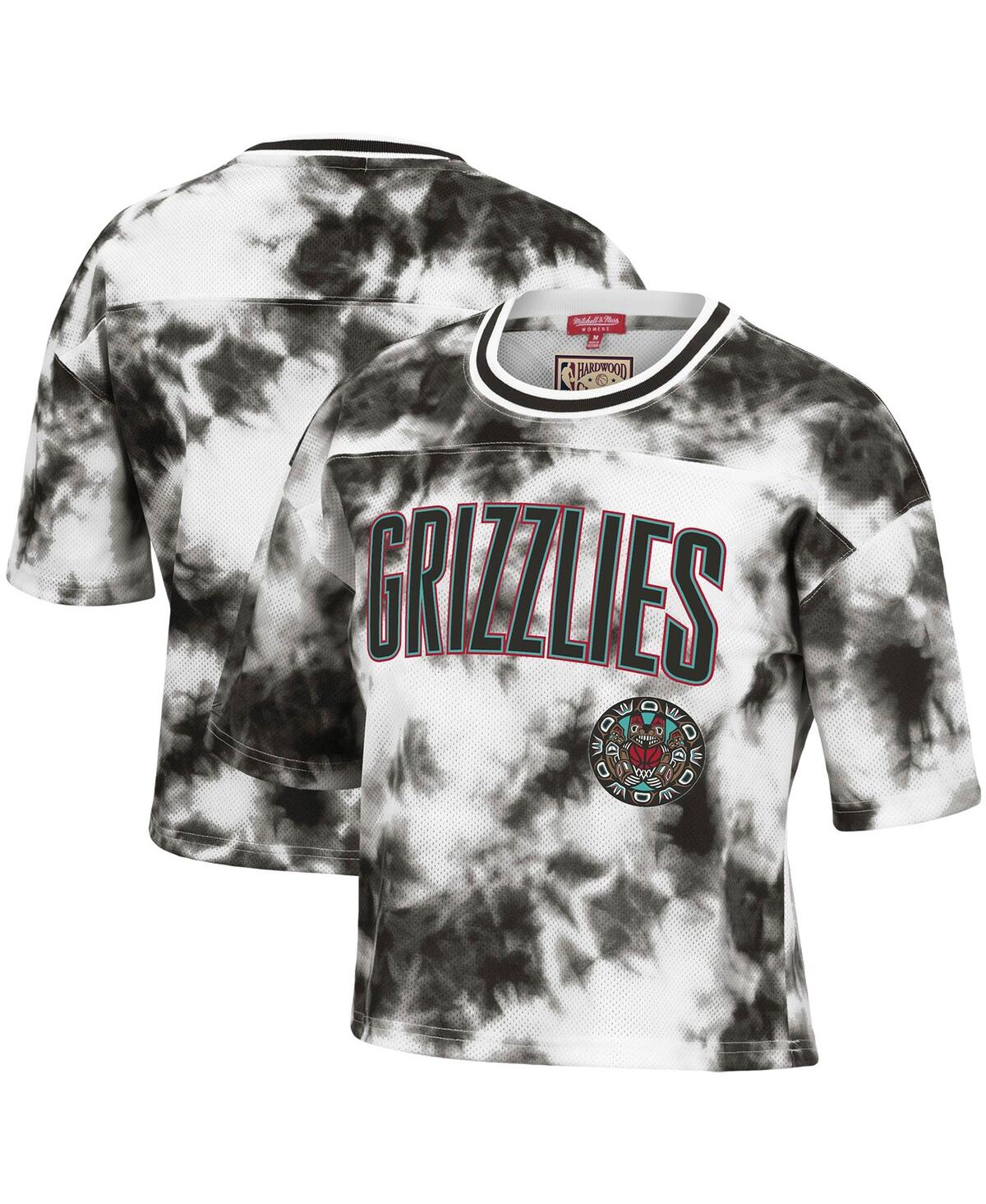 Colosseum Women's Mitchell & Ness Black, White Vancouver Grizzlies Hardwood Classics Tie-dye Cropped T-shirt In Black,white