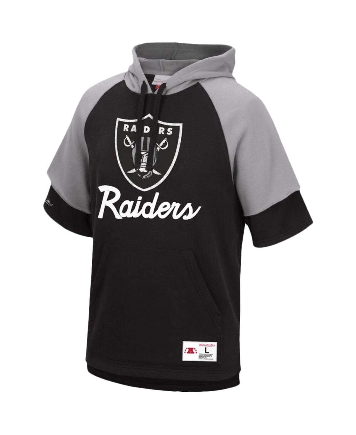 Mitchell & Ness Men's  Black Las Vegas Raiders Home Advantage Raglan Short Sleeve Pullover Hoodie In Black