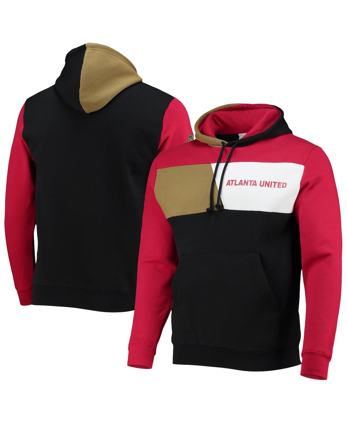MITCHELL & NESS MEN'S MITCHELL & NESS BLACK AND RED ATLANTA UNITED FC COLORBLOCK FLEECE PULLOVER HOODIE