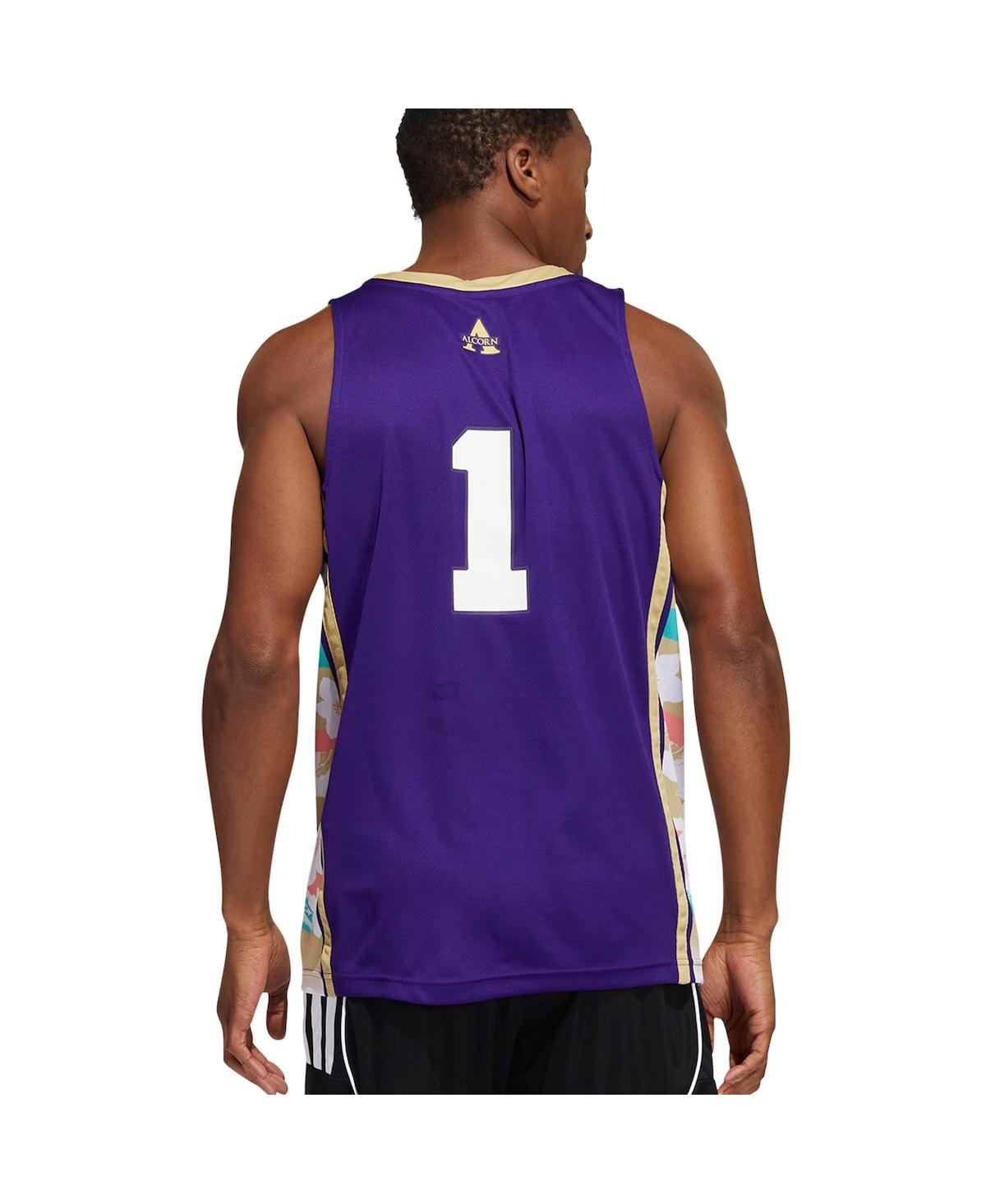 Men's adidasAlcorn State Braves Honoring Black Excellence Replica Basketball Jersey - Purple