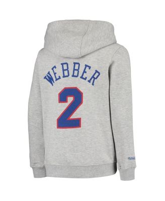 Big Boys and Girls Chris Webber Heather Gray Washington Bullets Hardwood Classics Name and Number Pullover Hoodie