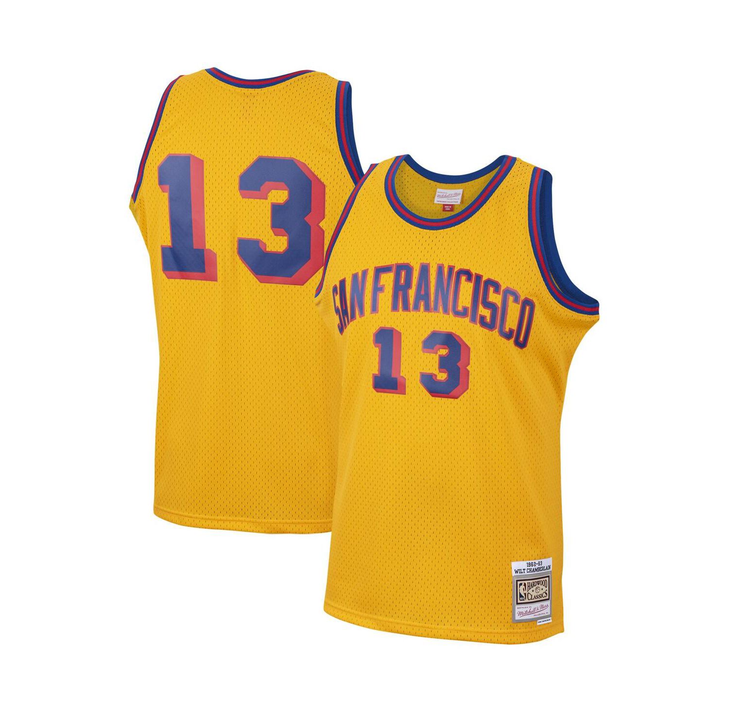 Men's Wilt Chamberlain Gold San Francisco Warriors 1962-63 Hardwood Classics Swingman Jersey