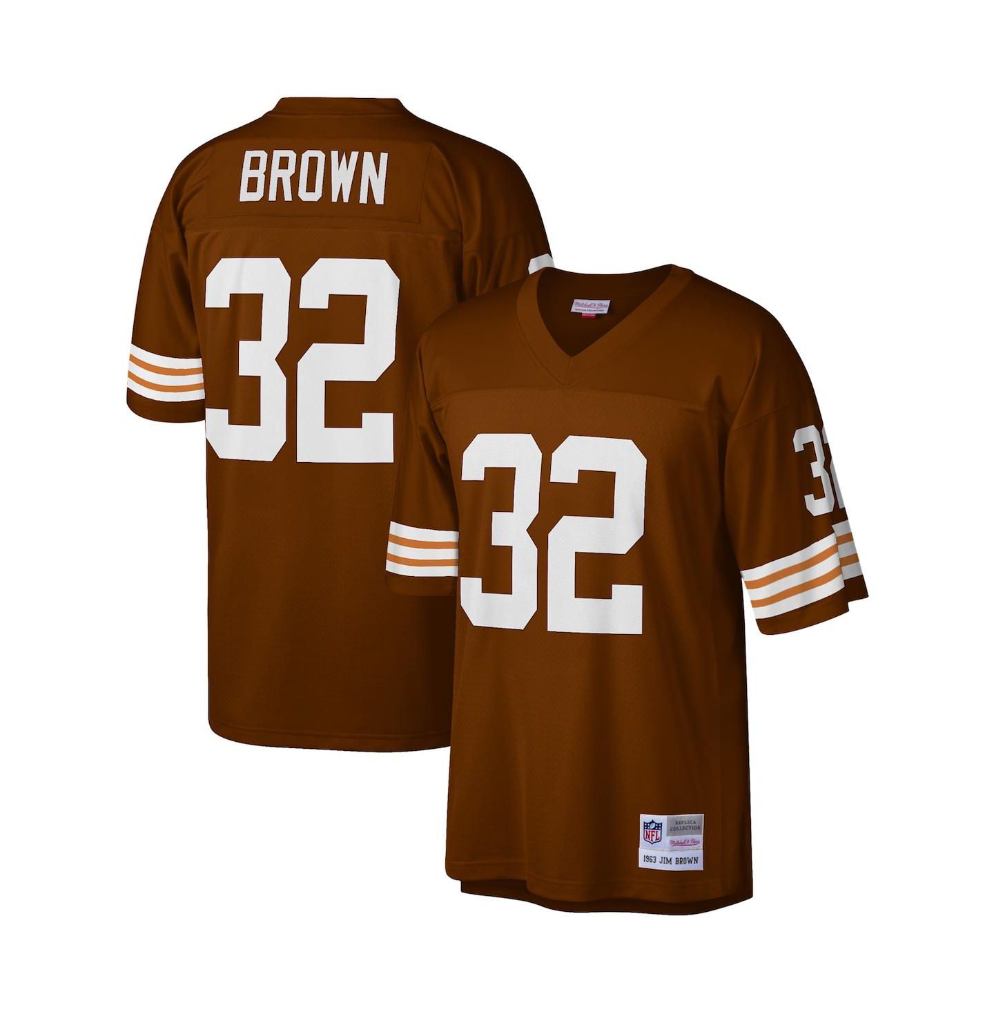 Мужской топ Mitchell & Ness Jim Brown Brown Cleveland Browns Legacy Replica Jersey — фото 1