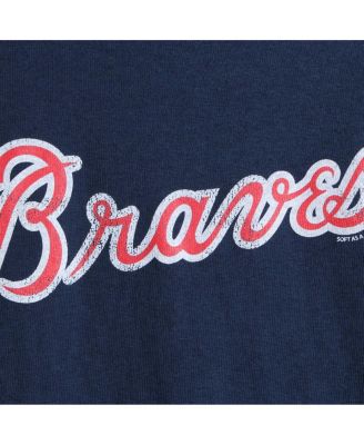 Big Boys Atlanta Braves Distressed Logo T-shirt - Navy Blue