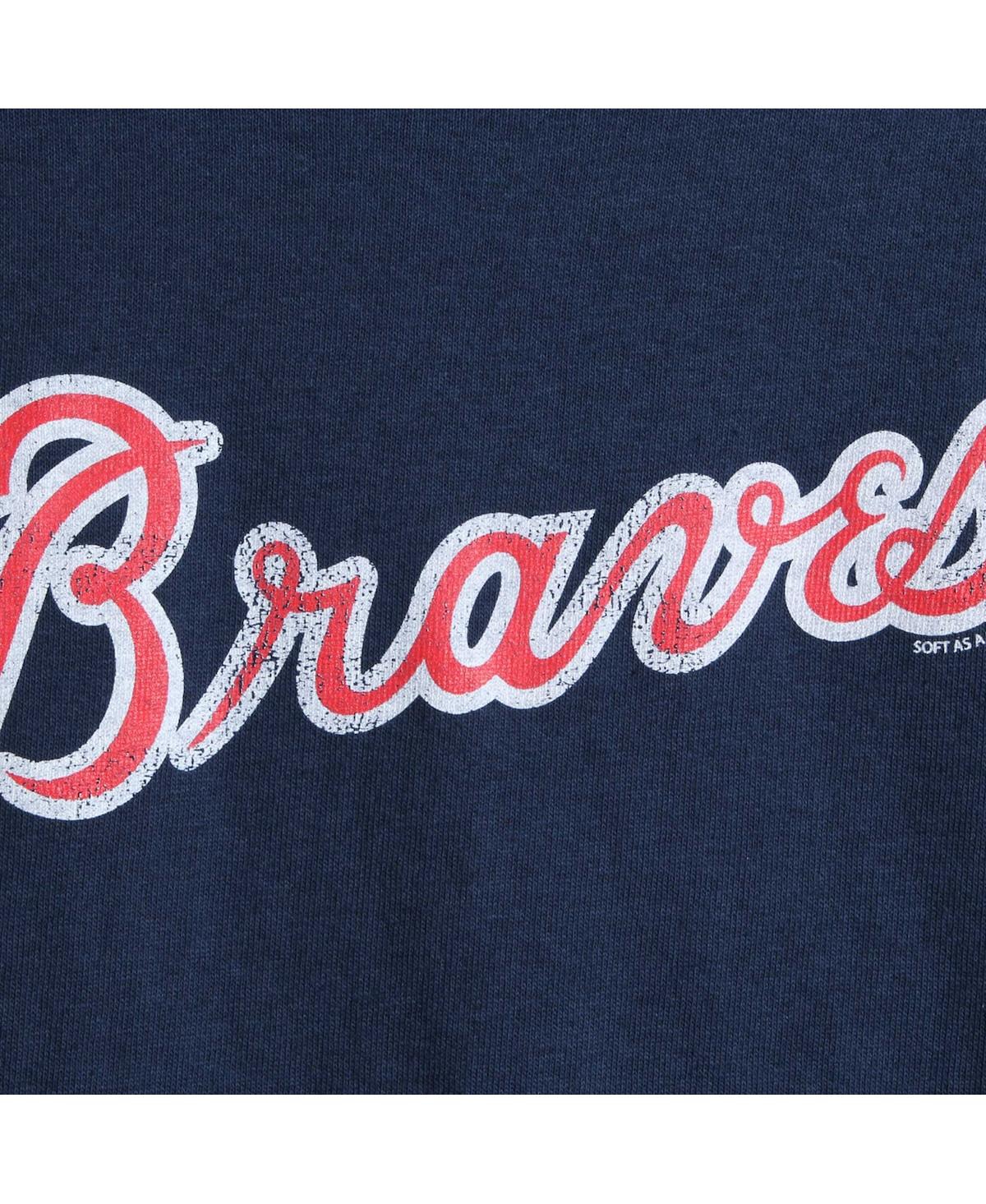 Soft As A Grape Big Boys Atlanta Braves Distressed Logo T-shirt In Navy