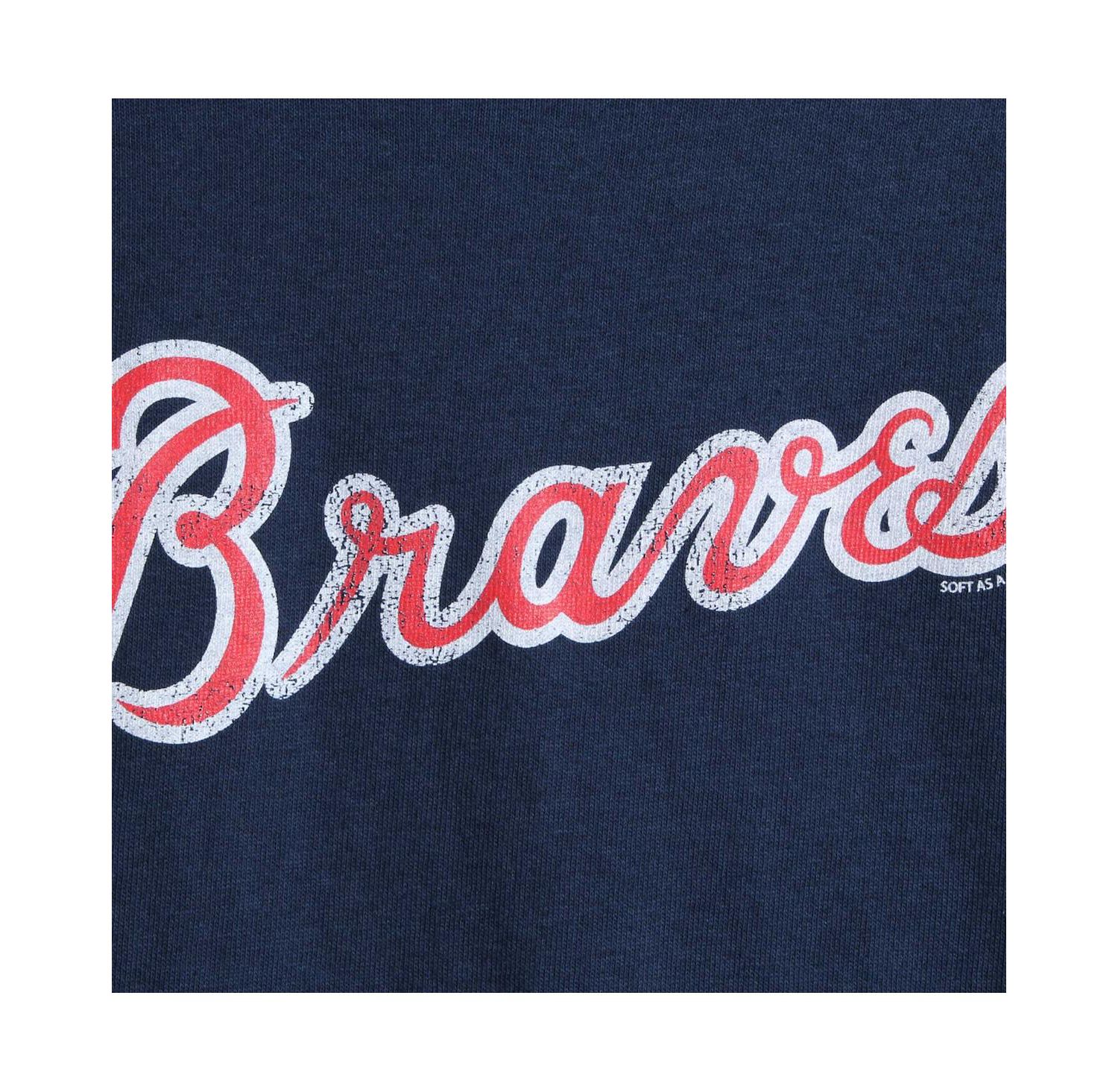 Big Boys Atlanta Braves Distressed Logo T-shirt - Navy Blue