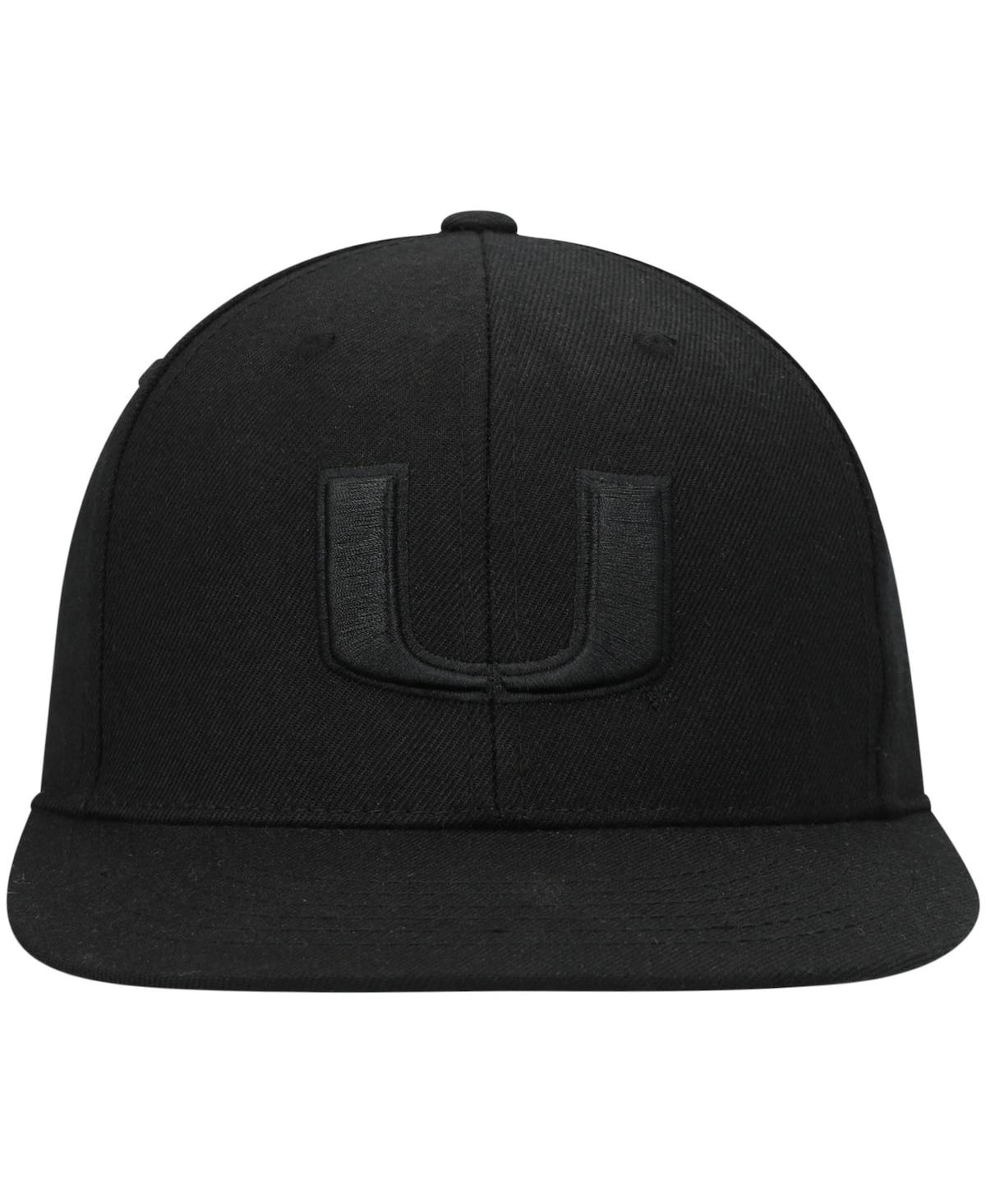 Shop Top Of The World Men's  Miami Hurricanes Black On Black Fitted Hat