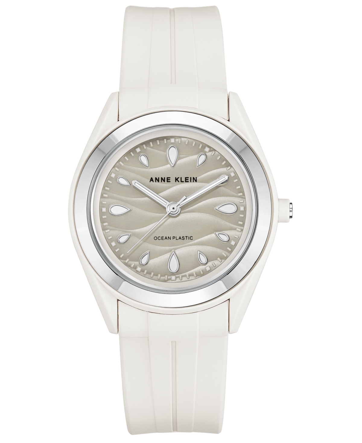 Anne Klein Women's White Solar Ocean Work Plastic Metal Watch, 38.5mm