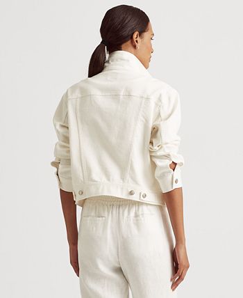 Lauren Ralph Lauren Boxy Fit White Wash Denim Jacket - Macy's