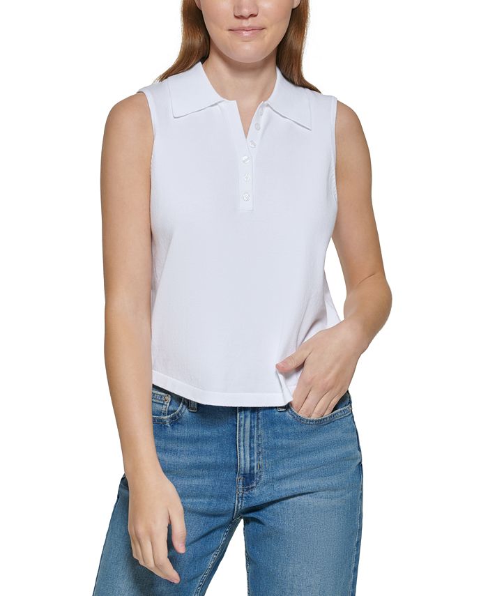 Calvin Klein Jeans Sleeveless Polo Shirt & Reviews - Tops - Juniors - Macy's