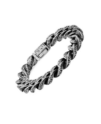 Men's Oxidized Stainless Steel Cuban Link Chain Bracelet