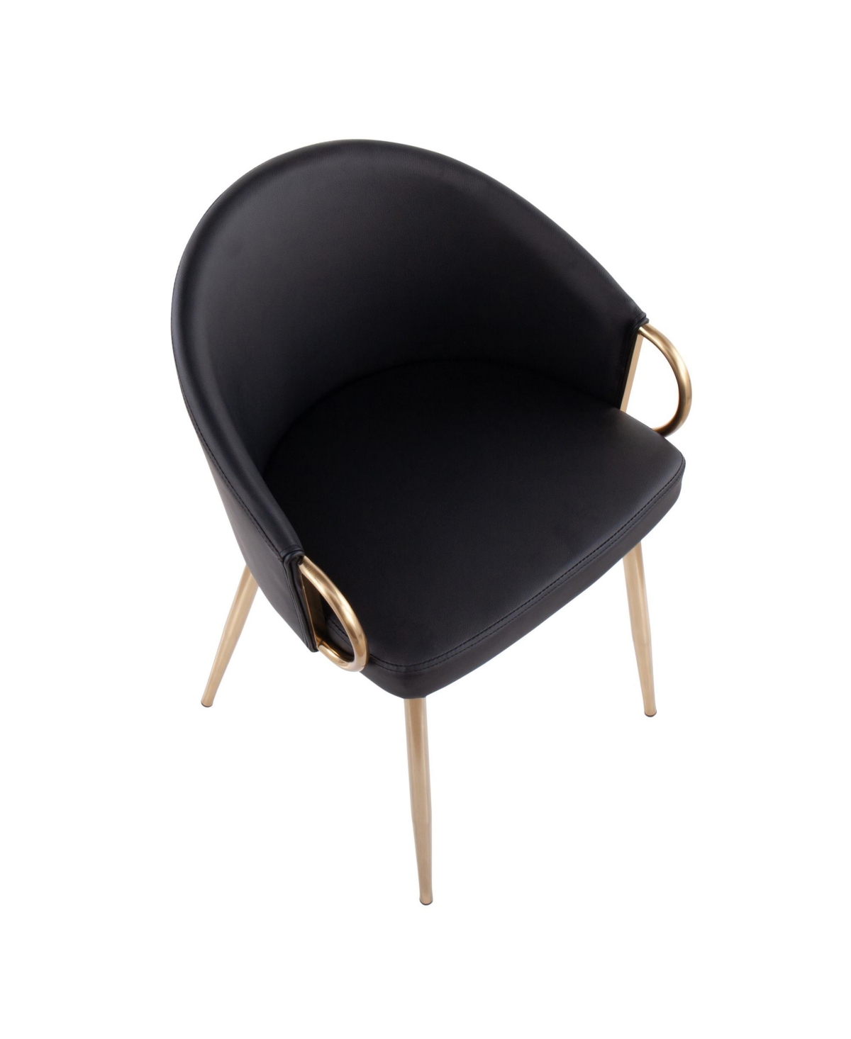 Lumisource Claire Contemporary Glam Chair Leather In Gold-tone Steel,black