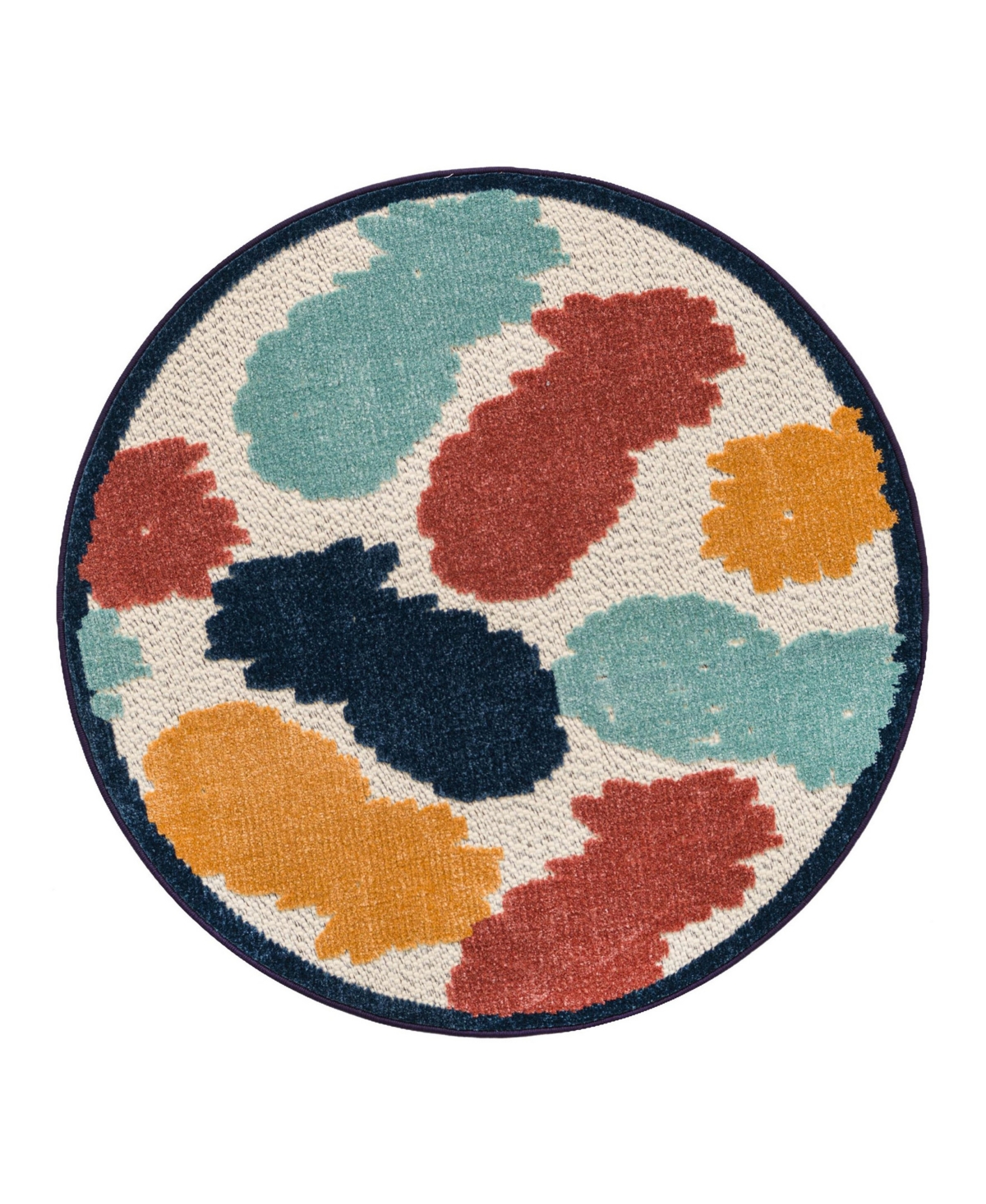 Bayshore Home Cayes Outdoor High-low Pile Cay-06 3'3" X 3'3" Round Area Rug In White