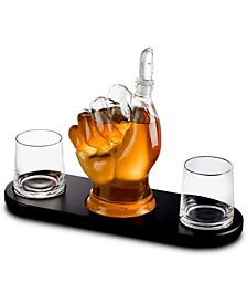 Thumbs Up Whiskey Decanter with Whisky Glasses, Set of 4