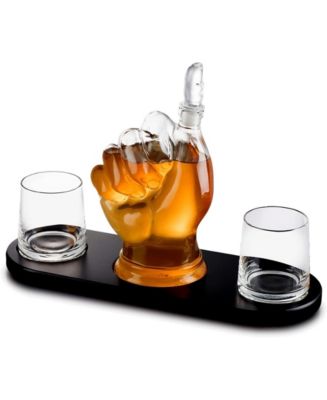 Bezrat Thumbs Up Whiskey Decanter with Whisky Glasses, Set of 4 - Macy's