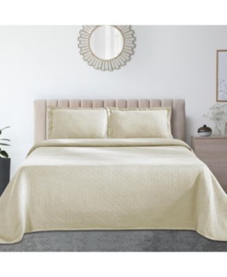 100% Cotton Basketweave Matelasse All-Season 2-Piece Coverlet Set, Twin