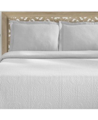 100% Cotton Fleur De Lis Medallion All-Season 3-Piece Coverlet Set, King
