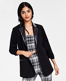Women’s Ponte Faux-Leather Blazer, Created for Macy’s 
